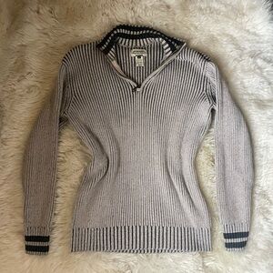 Vintage American rag cream & grey ribbed quarter zip